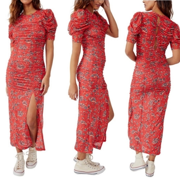 Free People Dresses & Skirts - Free People Brielle XL Red Bloom Midi Dress